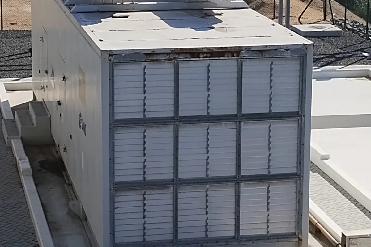 GRP louvred enclosure installed on a rooftop
