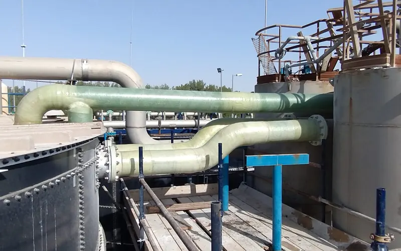 GRP pipework at an industrial site