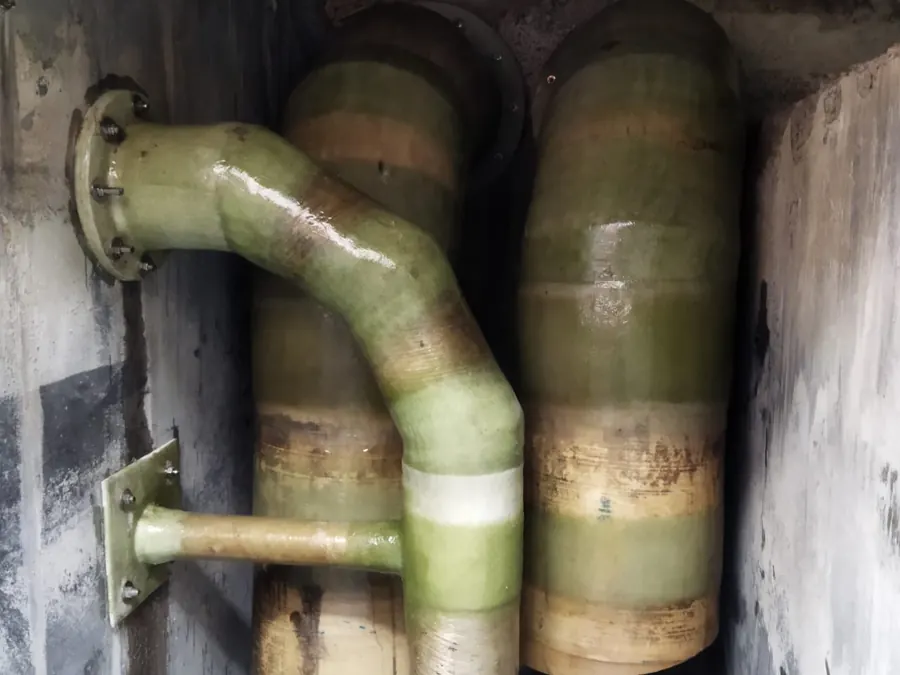 GRP bends and risers inside a chamber