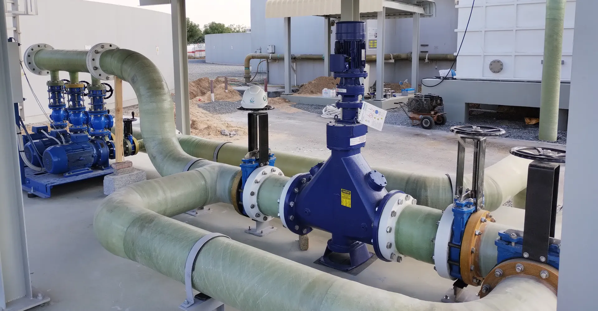 GRP pipelines and valves installed on a UAE project