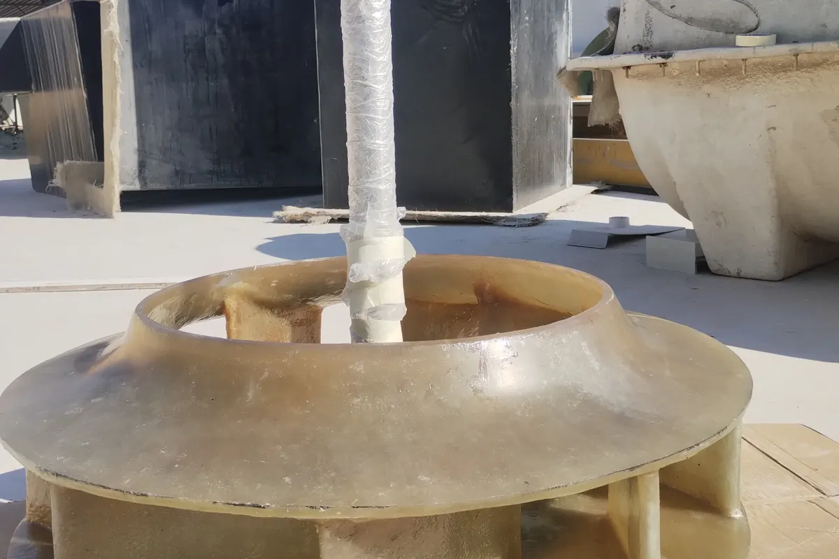 GRP fan impeller for a corrosive air system
