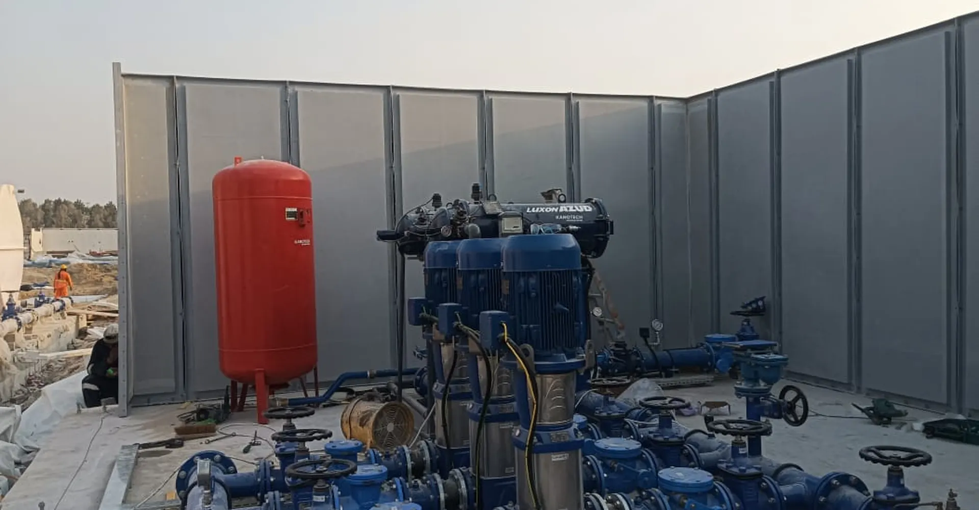 GRP partition walls enclosing a pump set