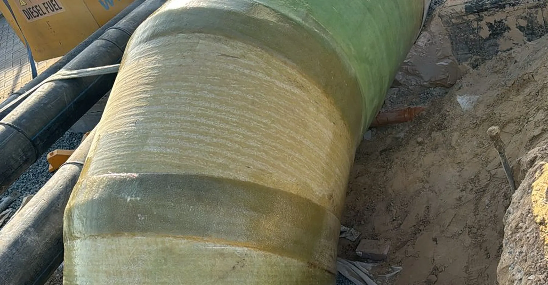 Laminated GRP pipe joint on an elbow in Dubai
