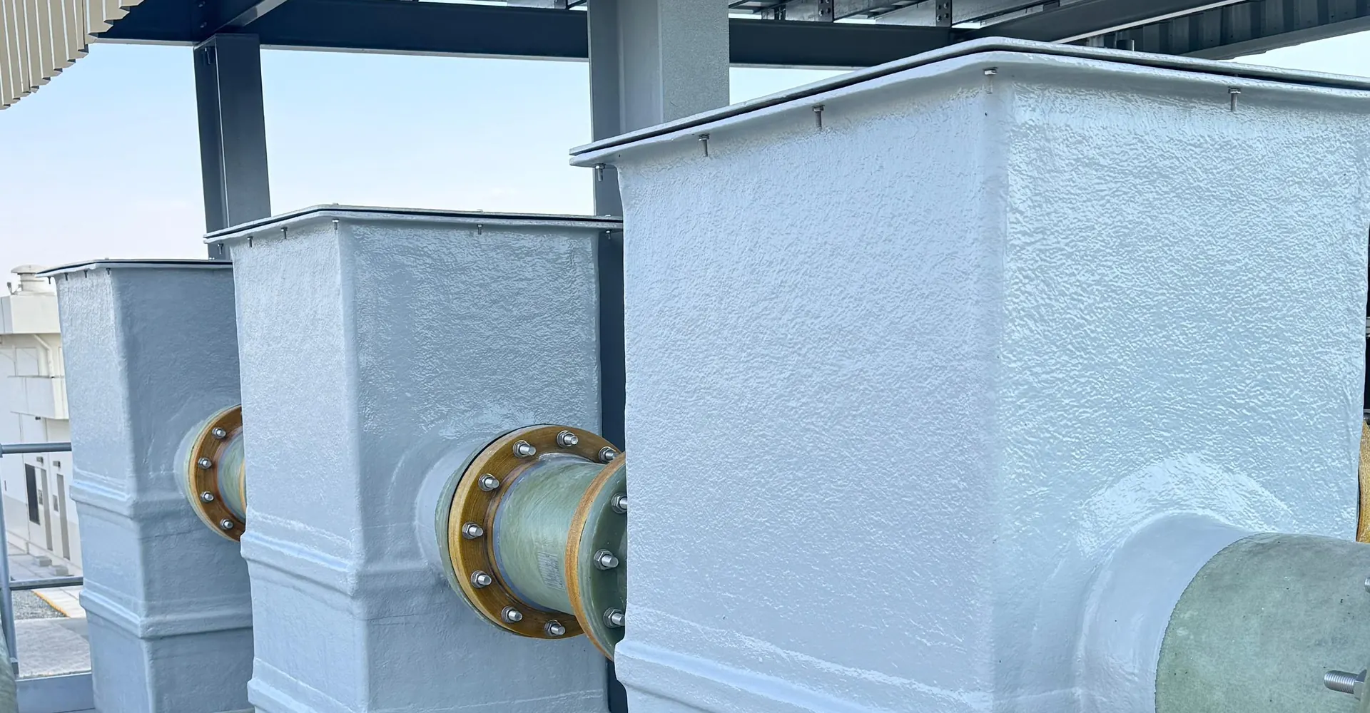 GRP tanks on site in Dubai